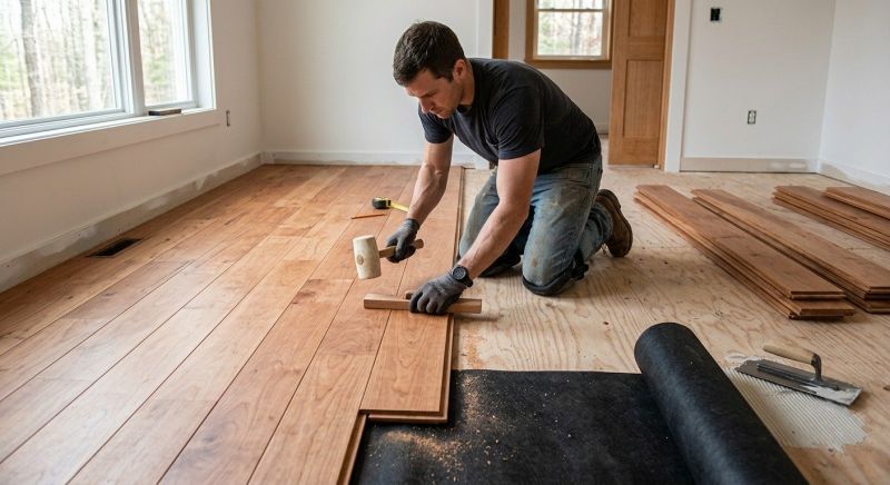 Cherry Floor Installation in Vashon, WA