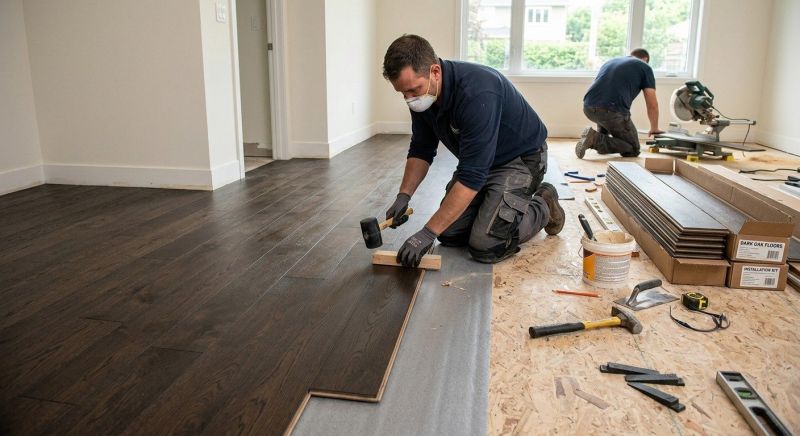 Dark Wood Floor Installation in Renton, WA